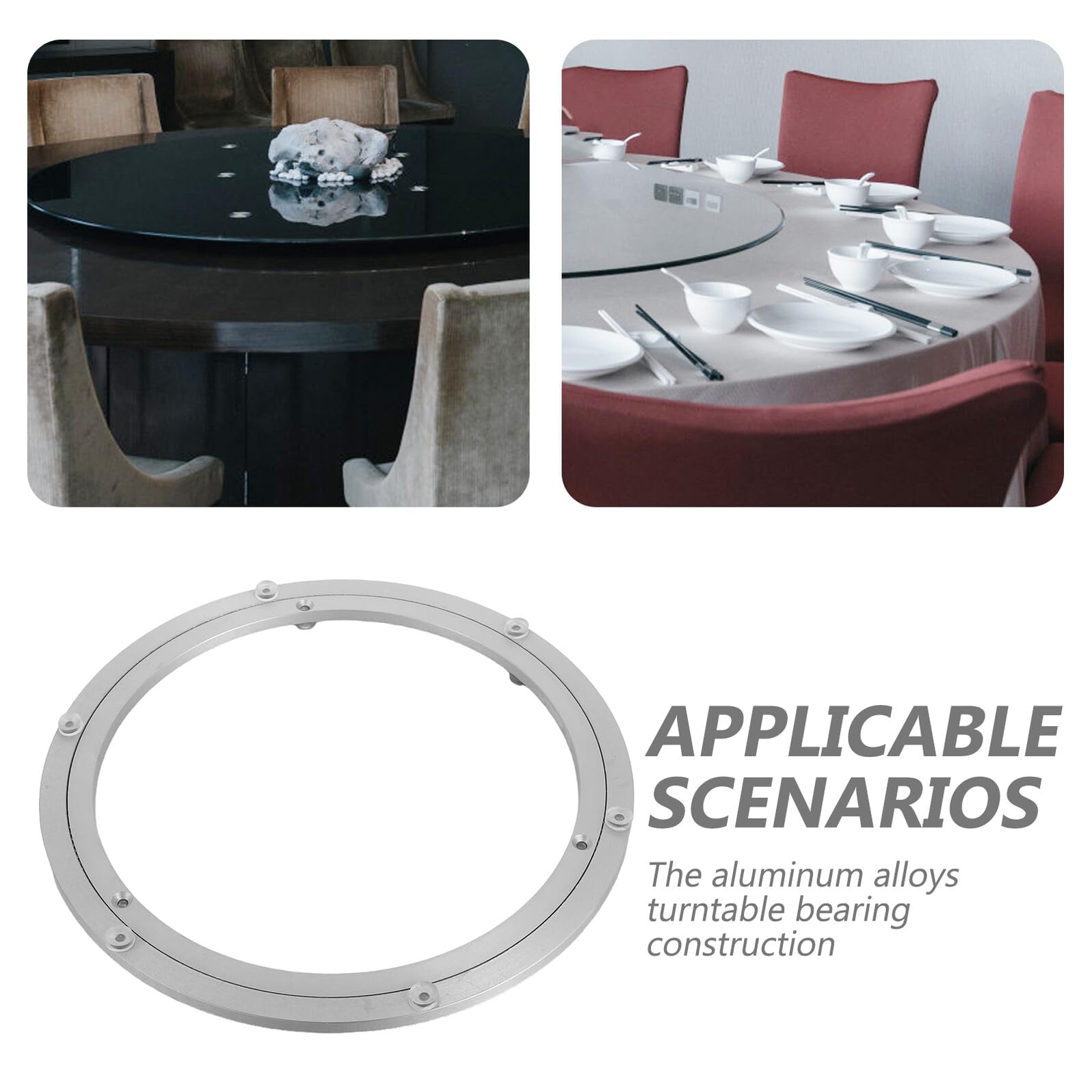 DECHOUS Plato Giratorio de Aleación de Aluminio 12 Pulgadas X 85 MM Rodamientos de Bolas de Alta Resistencia Base Giratoria Silenciosa para Mesa de Comedor Bandeja Giratoria Resistente