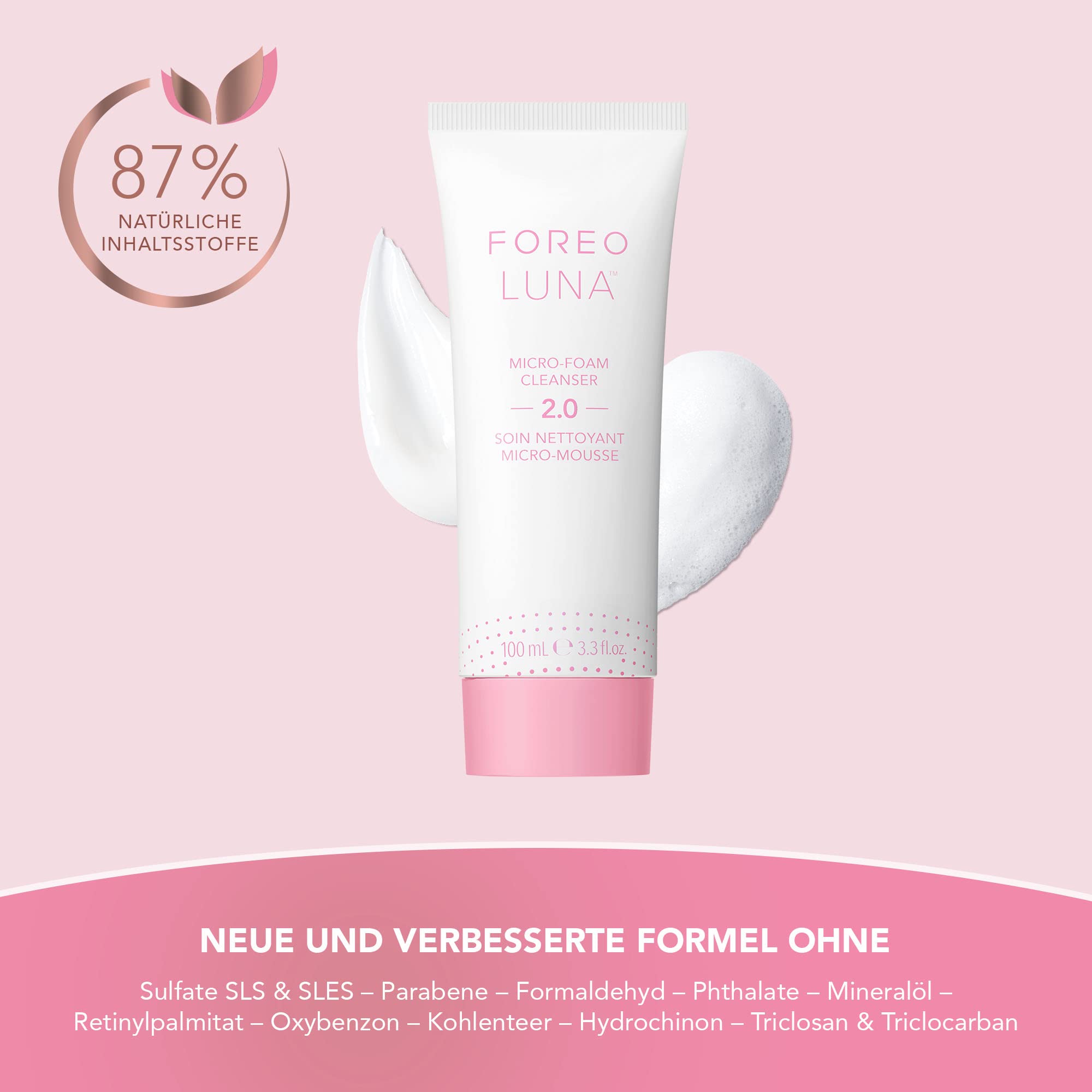 FOREO LUNA 4 Gesichtsreinigungsbürste + Micro-Foam Cleanser 2.0 100 ml Set | Gesichtsreinigungsbürste, Silikonbürste, Gesichtsreiniger, Reinigungsschaum, Empfindliche Haut, Sanftes Peeling