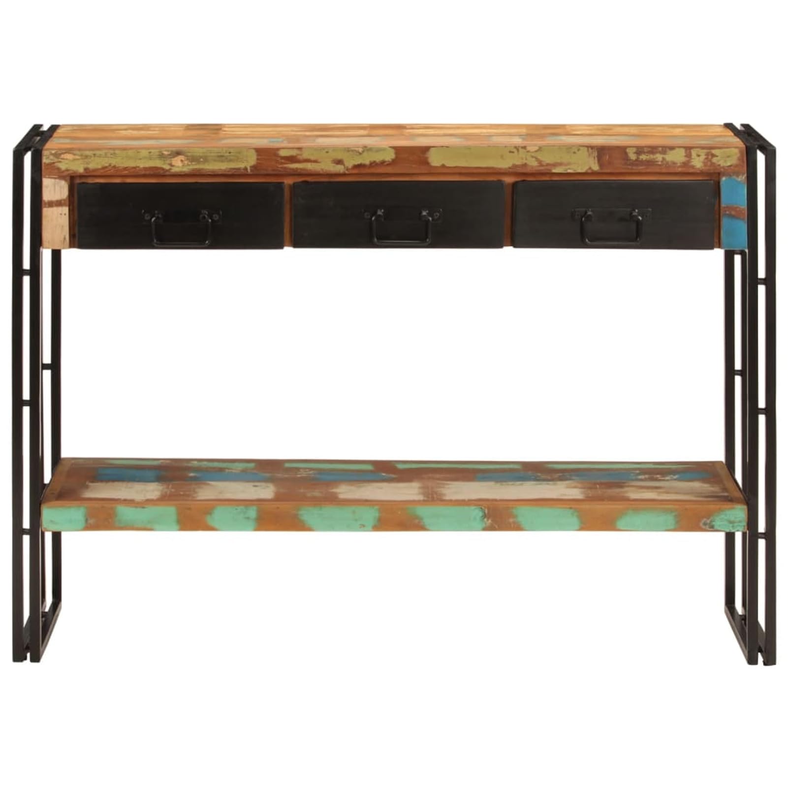 Homgoday Mesa Consola Madera Maciza reciclada 110x30x76 cm Mesas auxiliares de salón,Mesa Consola Recibidor Mueble de Entrada Estrecha Clásica