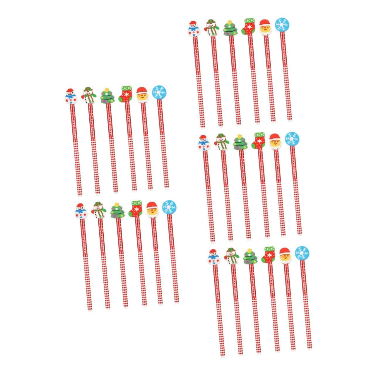 SHINEOFI 5 Set Set Di Matite Con Gomma Da Cancellare Natalizie Matite Colorate Carine Natalizie Con Gomme Clip Per ie Divertenti Scatole 36 pezzi*5