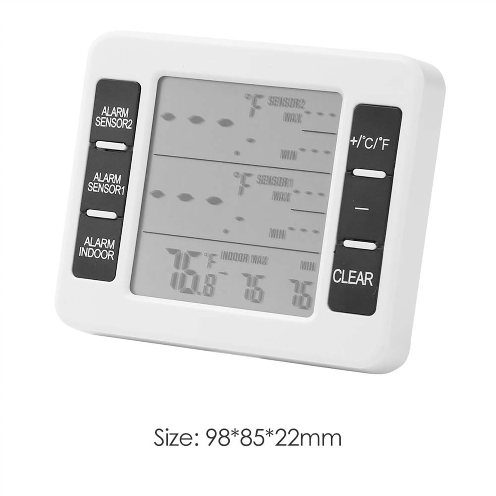 Termometro Digitale Wireless con Allarme Temperatura Frigorifero, Memoria Temperatura Minima/Massima con Strumento misuratore sensore 2 Pezzi