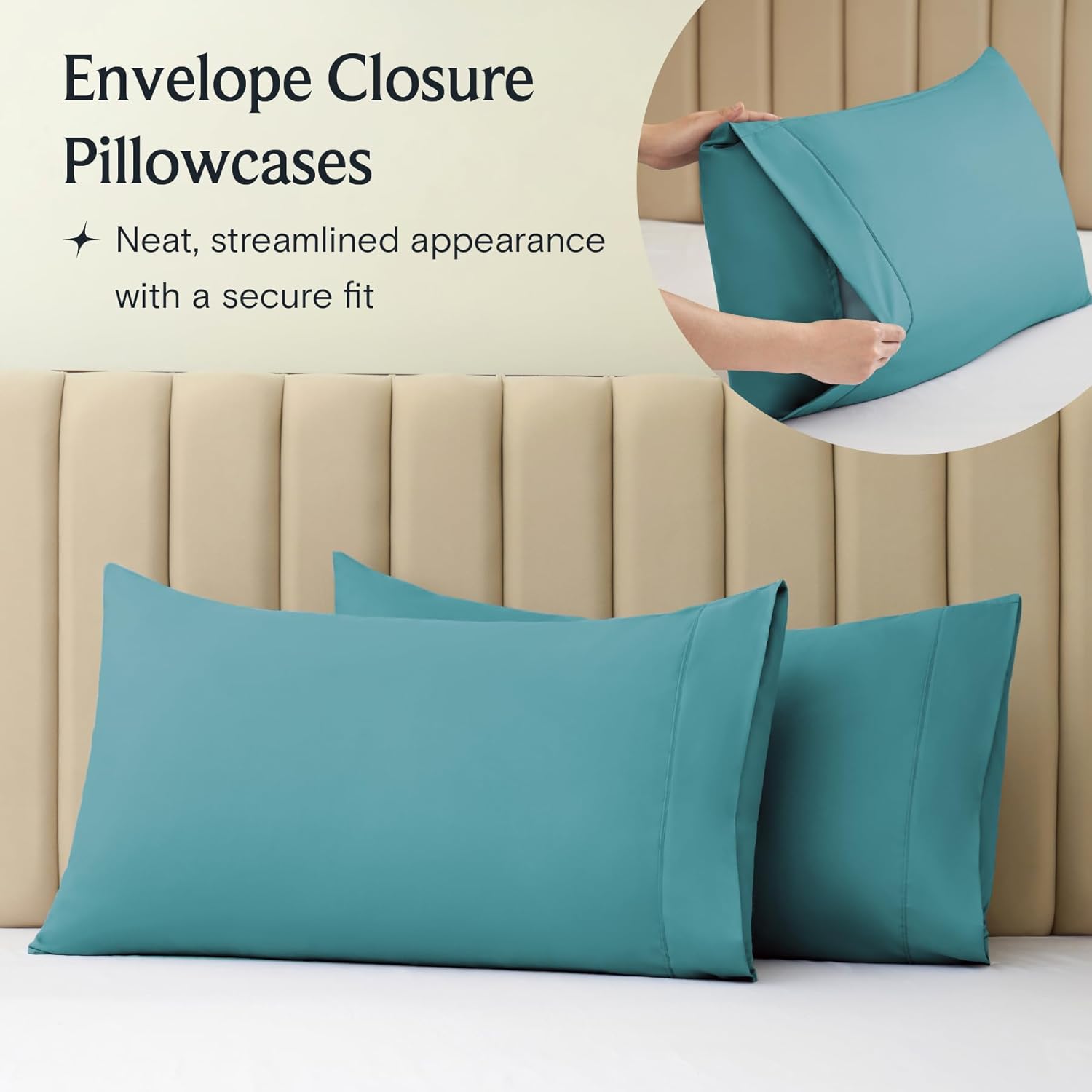 LuxClub 6 PC Queen Sheet Set, Bed Sheets Queen Size, Deep Pockets 18" Eco Friendly Wrinkle Free Cooling Sheets Machine Washable Hotel Bedding Silky Soft - Teal Queen
