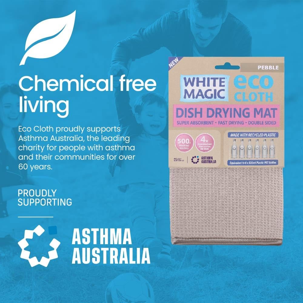 White Magic Eco Cloth Dish Drying Mat, Pebble