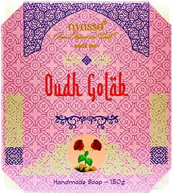 Nyassa Premium Oudh Golab Handmade Natural Bathing Soap |Rose Petal Extract,Organic Sweet Almond Oil |Floral Fragrance | Moisturizer | All Skin Type 150gm