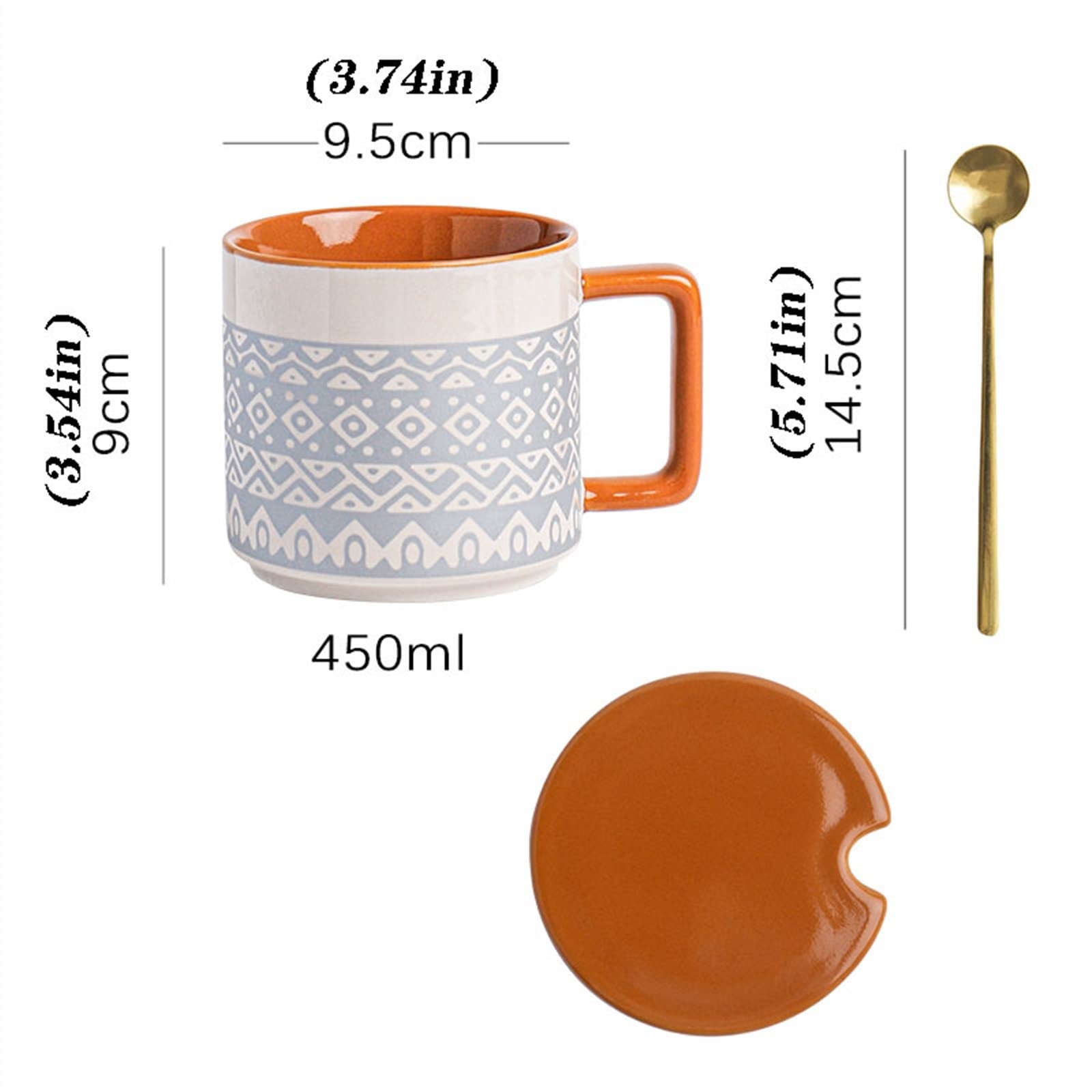 Keramik-Kaffeetasse 450 ml Frühstücks-Haferflocken-Tasse, Trinkbecher mit großem Fassungsvermögen, Antik-Matt-Becher, Keramik-Tasse (rot)
