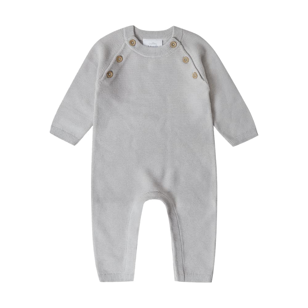 Stellou & friends 100% Cotton Knit Romper - Infant, Newborn, Baby Boy & Baby Girl Rompers (Grey, 3-6 Months)