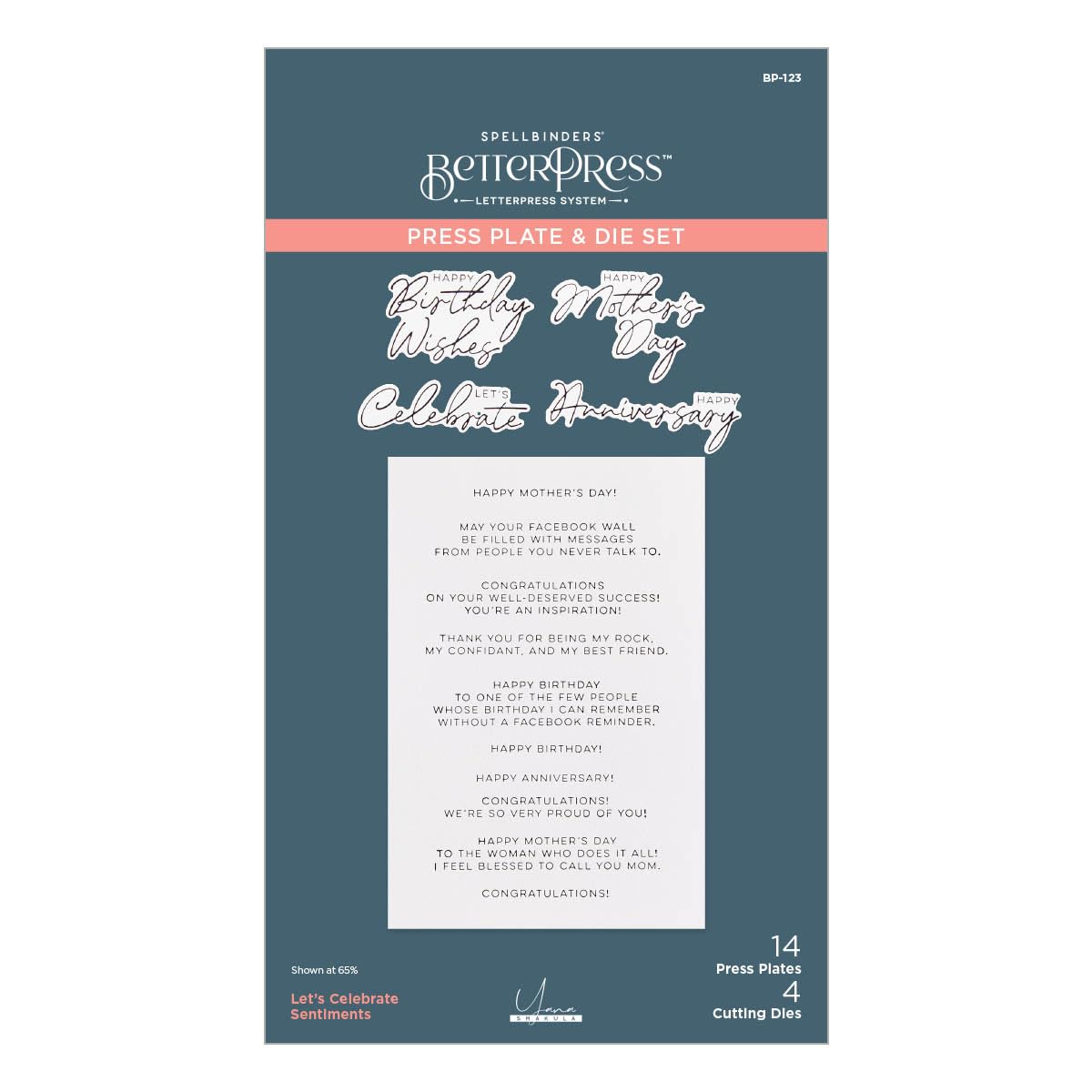 Spellbinders Metal Let's Celebrate Sentiments Press Plate & Die Set From The Let's Celebrate Collection By Yana Smakula