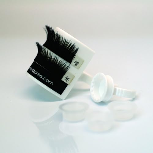 Extensiones de pestañas TM 1 bandeja de pestañas, 2 piezas de anillo adhesivo de pegamento, 4 kits de copa de pegamento para soporte de extensión de