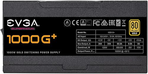Miniatura 6 de EVGA Supernova 1000 G 80 Plus Gold 1000W totalmente modular ventilador FDB 10 años de garantía incluye autocomprobador de encendido fuente de