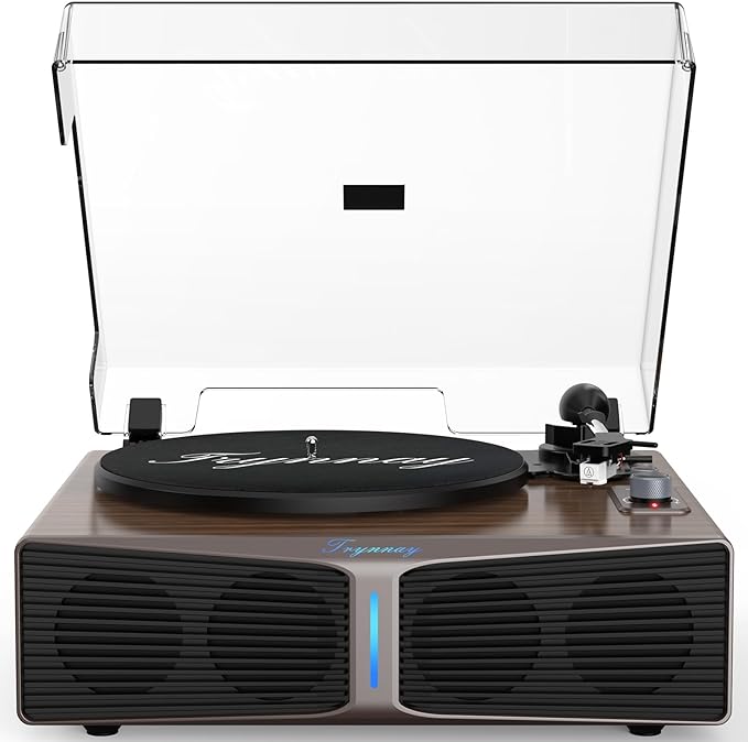 Record Player with Speakers, Bluetooth Turntable with Built-in Speakers, Adjustable Counterweight, AT-3600L, 33/45 RPM, Adjustable Brightness Light Bar, Walnut