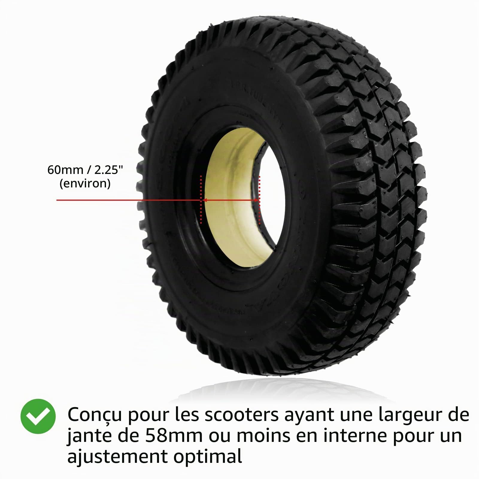 SPARES2GO Pneu de scooter 3.00 x 4 Solid Block Tread 3.00-4 300x4 260x85 sans crevaison x 2