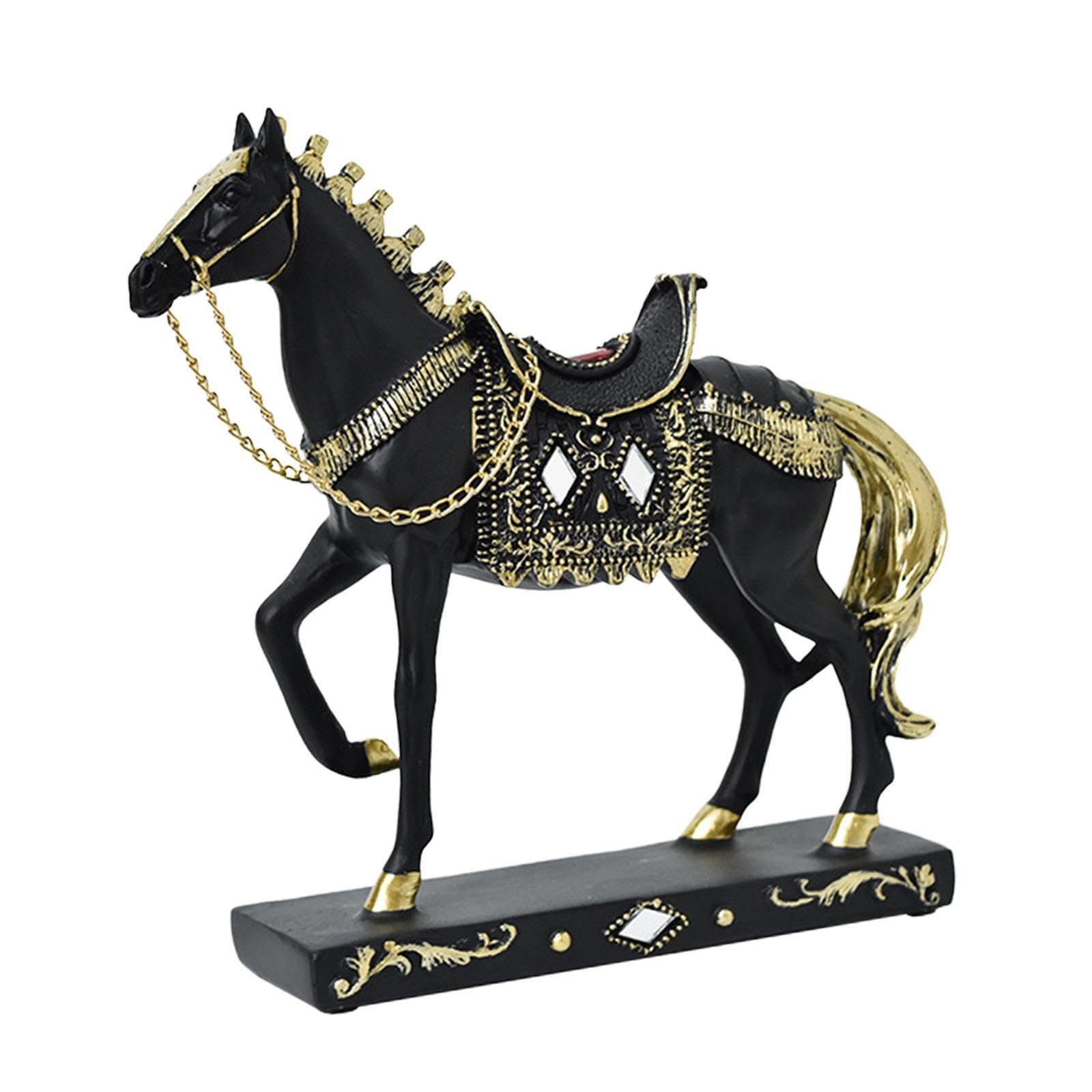 TWISAXC for Creative Horse Figurine Animal Sculpture Crafts Stunning Decoration Bookshelves Desks Cabinets In Homes Desktop Figurine Animal Model Lifelike Furniture, Black, 19x5x18.5cm