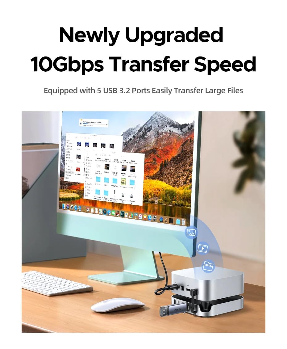 Stacja dokująca USB HUB do Mac Mini M4 M4 Pro M.2 NVMe SSD 8 TB Max 10 Gb/s porty USB-A & C SD&TF 170 MB/s stacja dokująca