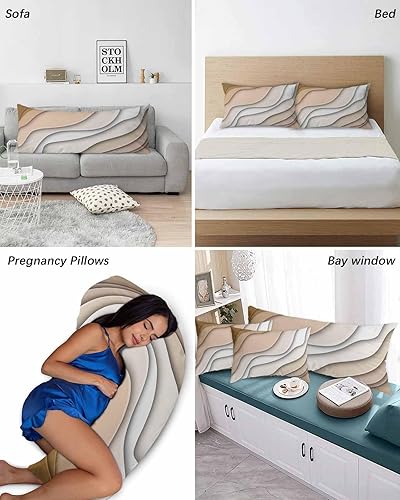 Miniatura 6 de Fundas de almohada abstractas de olas marinas tamaño King, fundas de almohada suaves decorativas para sofá de cuerpo largo lumbar con cierre de