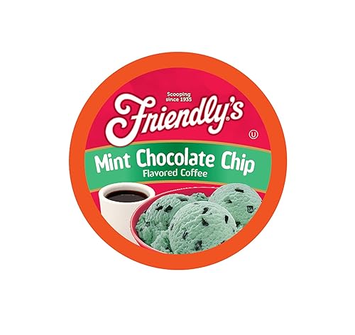 Friendly's Cápsulas de café helado con sabor, compatibles con cafeteras Keurig K Cup (chips de chocolate menta, 12 unidades)