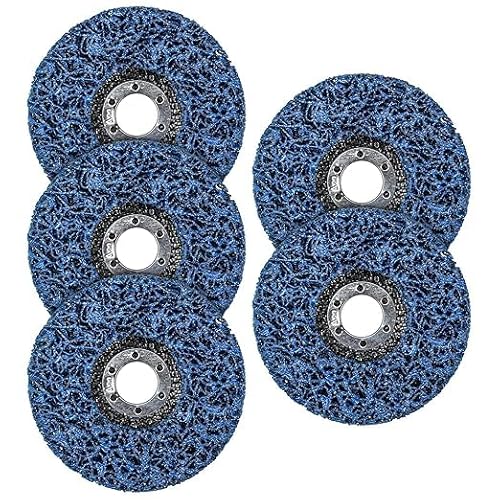 Luabue 5 Pack 115mm Strip Discs for Angle Grinder, 4.5 Inch Stripping Wheel Paint Stripper Paint Removal Discs for Angle Grinder Clean and Remove Paint Coating Rust Welds Oxidation (Blue)