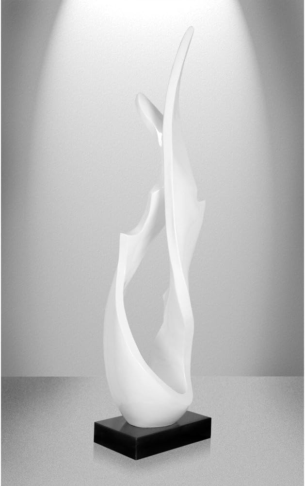 Arte dal Mondo Kindred Energies Abstract Design lacquared Resin Sculpture Mounted on a Marble Base, Stone, White, 160 x 231 x 0.64 cm