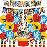 Generic 𝓝𝓲𝓷𝓳𝓪𝓰𝓸 Party Decorations Set,𝓝𝓲𝓷𝓳𝓪𝓰𝓸 Birthday Party Supplies for Ninja Includes Birthday Banner,Cake & Cupcake Toppers,Balloons for Kids