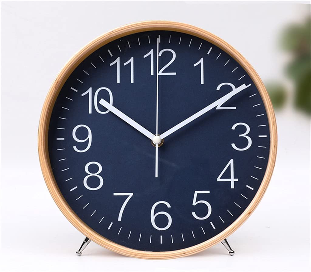 Hrwly Argento Wooden Clocks Home Decoration Vintage Table Clock Living Room Bedroom Silent Watch Desk Wood(Argento)