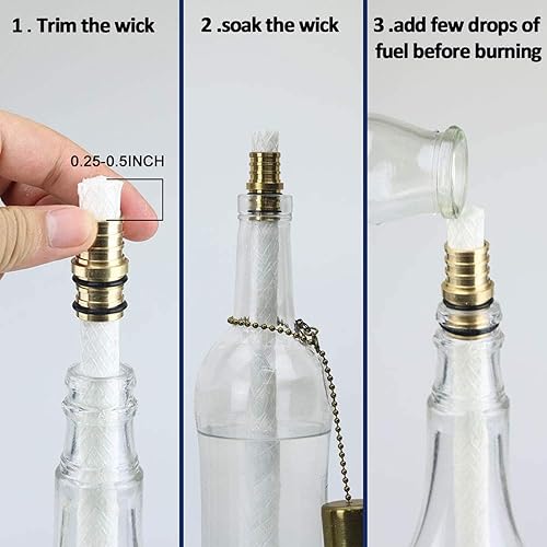 Miniatura 6 de Kit de antorcha para botella de vino, kit de herramientas de repuesto para lámparas de aceite, 4 mechas de antorcha de larga duración, cubierta de