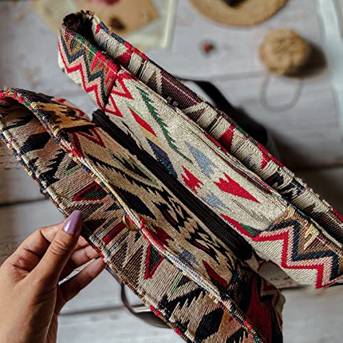 Image of maisha by Esha Stylish Cotton Jacquard Tote Bag for Women - Handcrafted Travel Handbag, Cabin & Overnight Bag | Spacious Multi-Purpose Bag with 3 Compartments