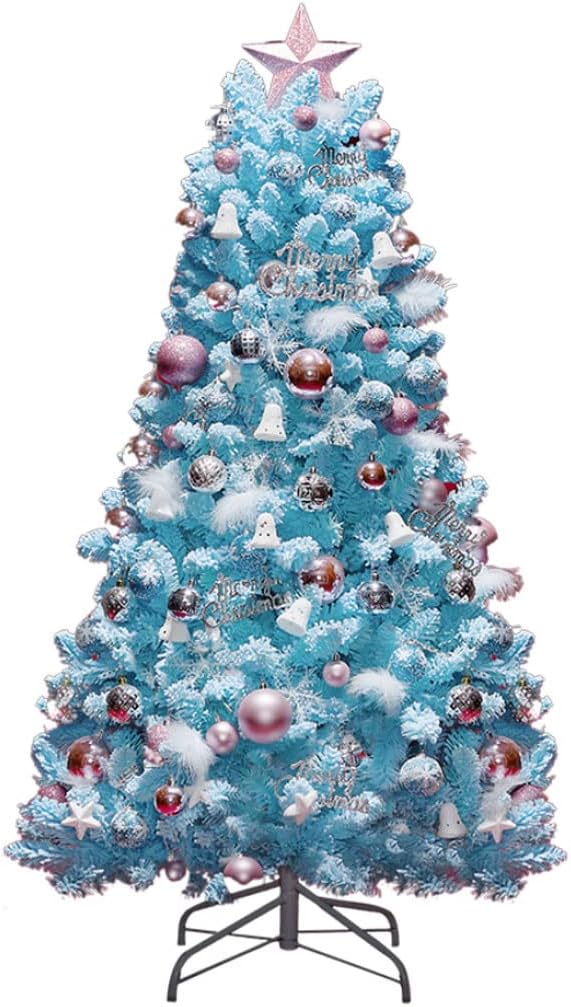 150/5ft Christmas Tree Blue Decorative Christmas Tree with Xmas Tree Ornaments and Star Treetop for Festive Holiday Décor