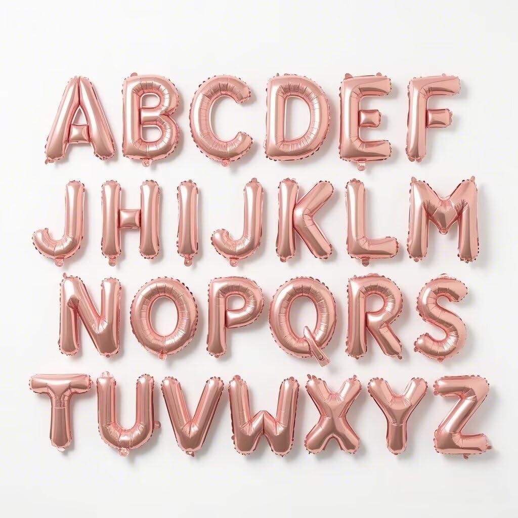 Vthoviwa 26 Letter Alphabet Balloons Rose Gold Letter Balloon A-Z - Metallic Party Balloons for Birthday, Wedding, Baby Shower Decorations Festival Decor - 16 Inch - Durable Mylar Balloons