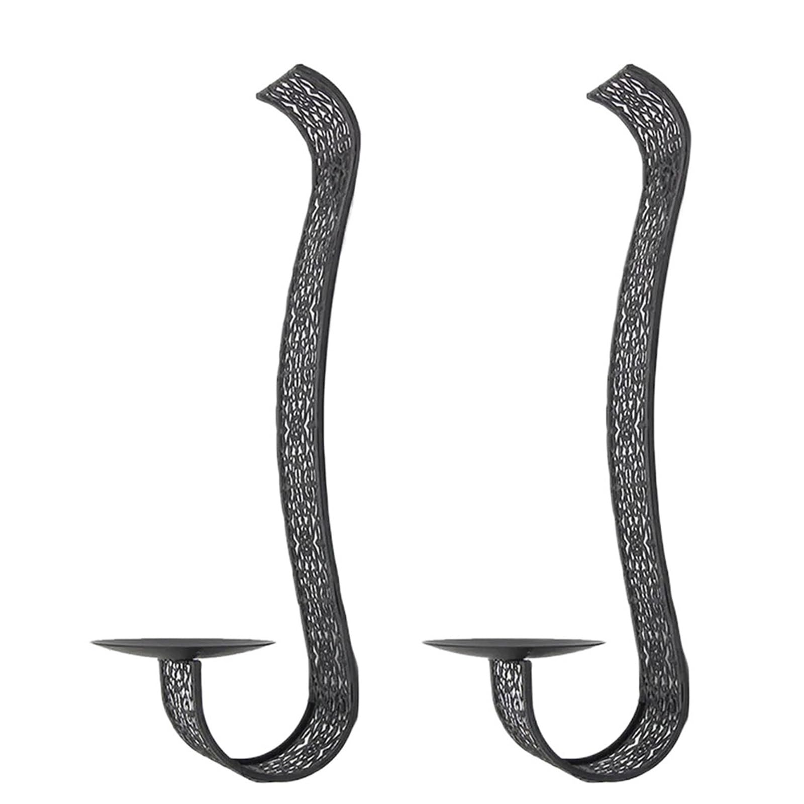 Lot de 2 bougeoirs muraux en métal pour Salle de Bain, Salon, dîner en Forme de S, Chandelier en Fer Noir, décoration d'intérieur, bougeoir Mural
