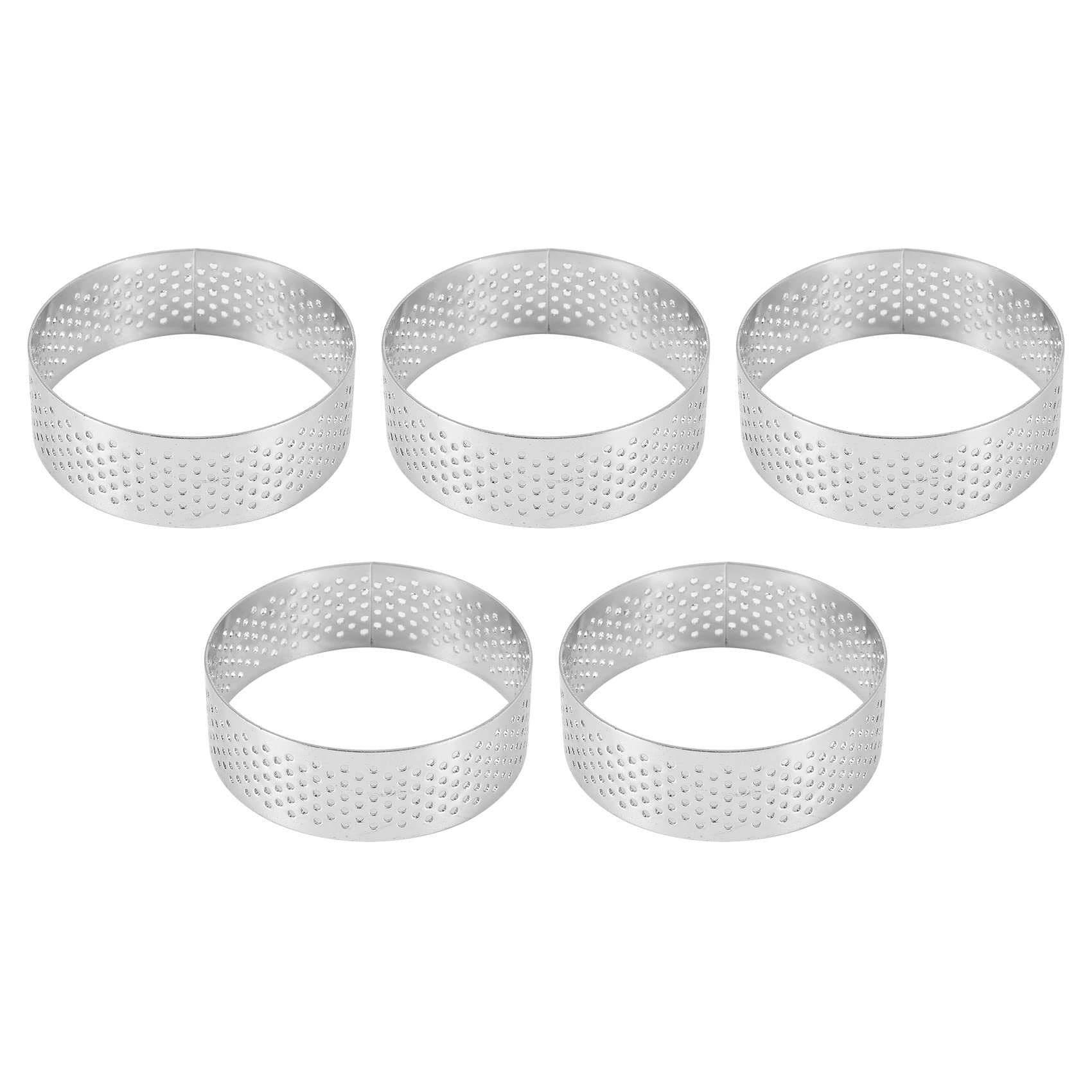 Vryzmo 5Pcs 6cm Circular Tart Ring Dessert Stainless Steel Perforation Fruit Pie Quiche Cake Mousse Mold Kitchen Baking Mould