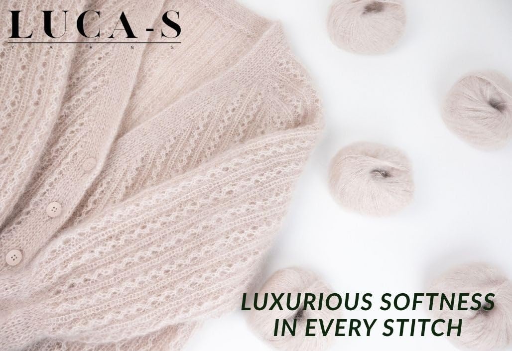 Set di 10 gomitoli di morbido filato di mohair e seta per lavori a maglia e uncinetto, 75% mohair 25% seta, 25 g (0,9 oz) Filato soffice e arioso