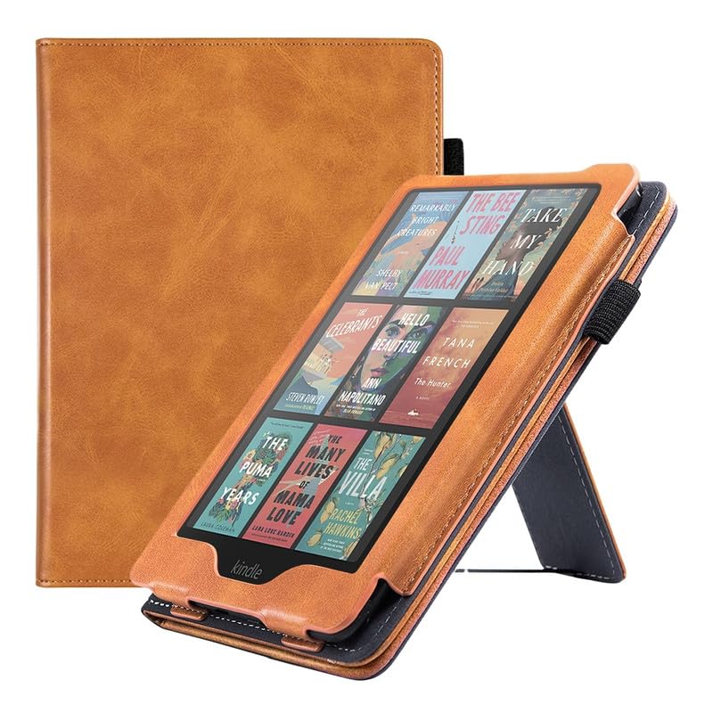 HONMIN® PU Leather Smart Flip Protective Case Cover | Suitable for 12th Generation Kindle Paperwhite E-Readers | Slim Lightweight Design with Auto Sleep/Wake and Hand Strap | Brown-image-15