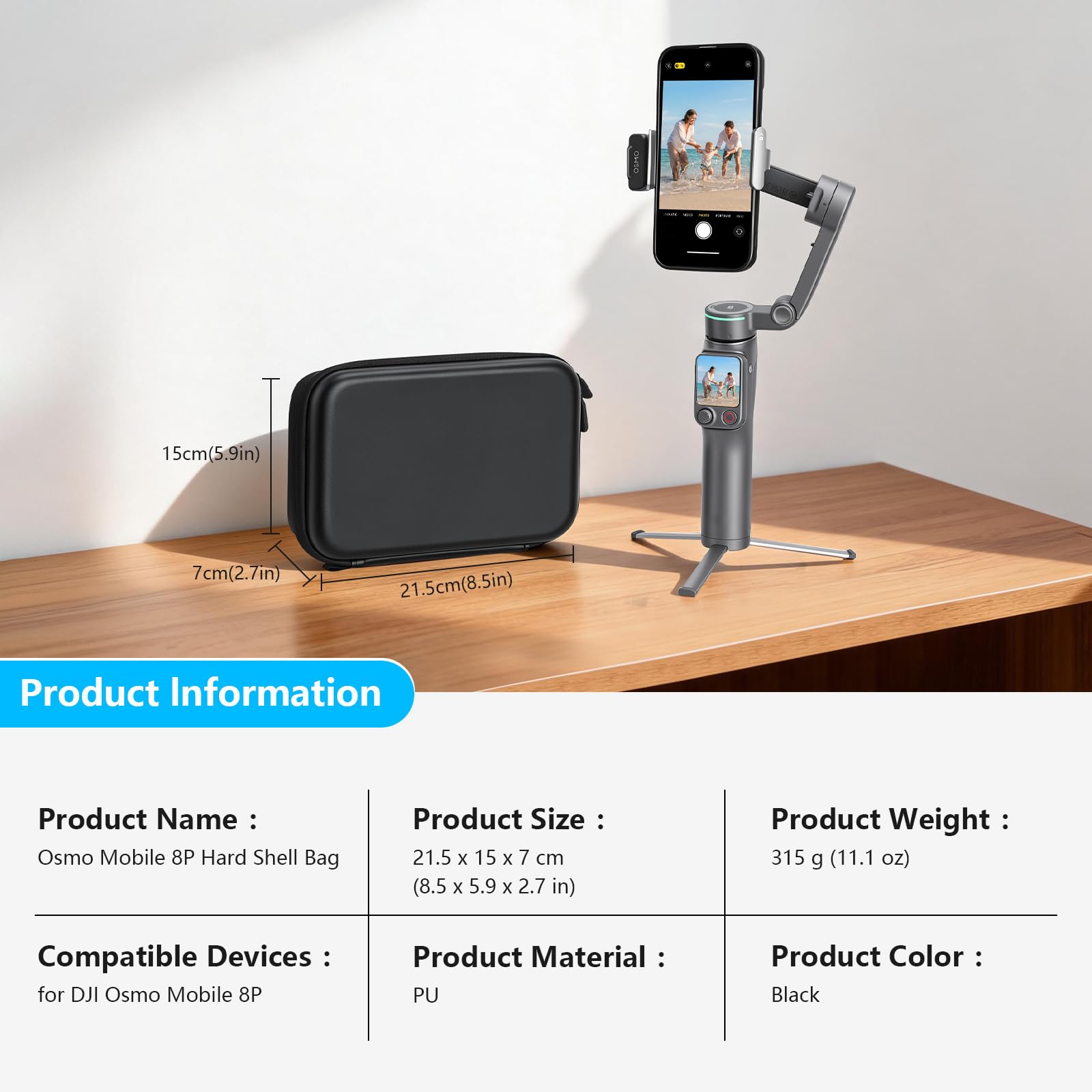FPVtosky Etui do DJI Osmo Mobile 8P, wodoodporna przenośna torba na Osmo Mobile 8P i inne akcesoria [TYLKO OBUDOW]