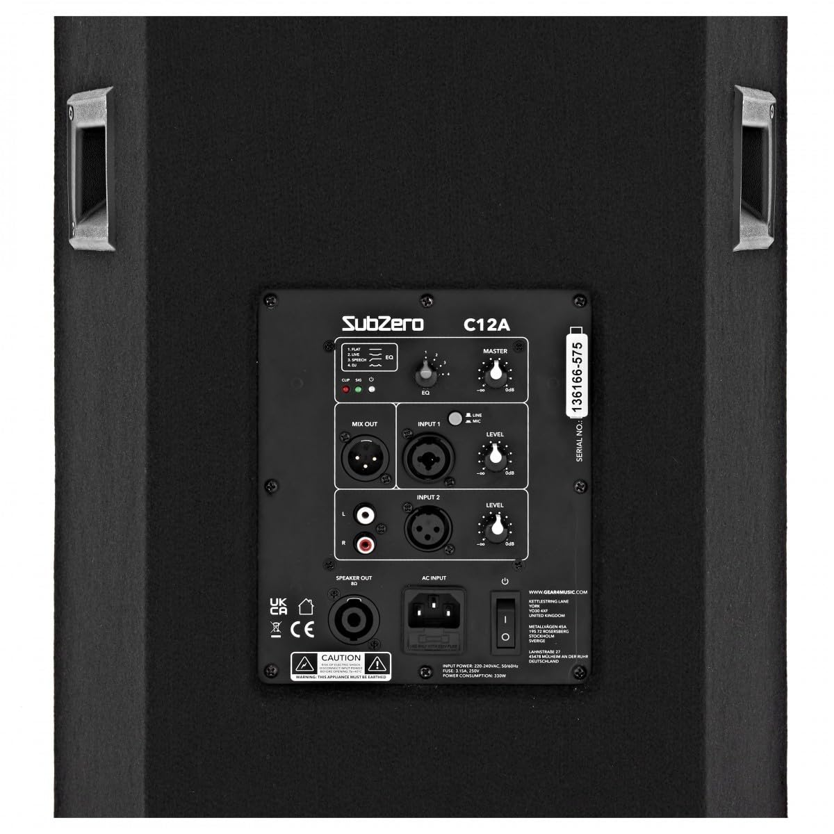 SubZero C12A 600 W Enceintes Sono Actives, Paire
