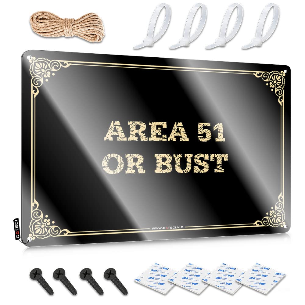 MGHTLCCME Home Decor Men Area 51 Or Bust Tin Sign Funnymetal Sign Metal Decor For Home Bar(30X40CM)