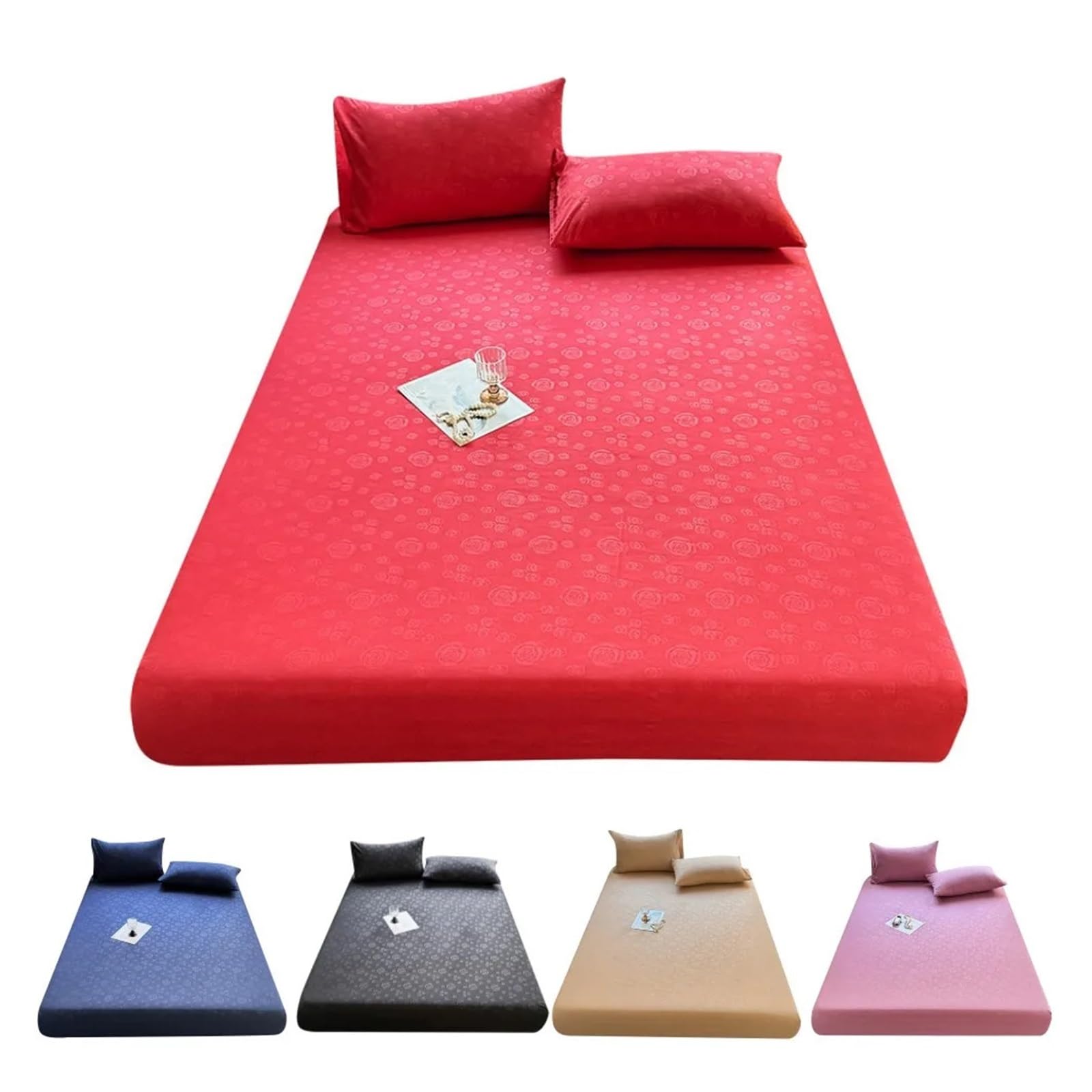 Protège-Matelas Drap-Housse imprimé, Couvre-lit élastique, Style Simple, sans taie d'oreiller(Color 1,Single 90x200cm 1pc)