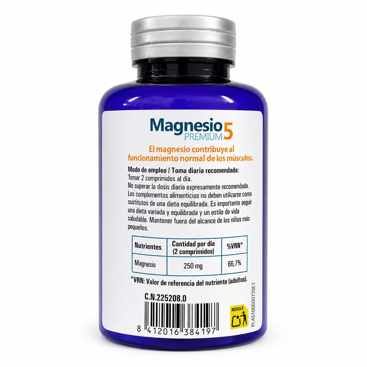 Pack 3x Magnesio Premium 5 Zentrum 120 Comprimidos | 5 Sales de Magnesio: Malato, Bisglicinato, Citrato, Carbonato y Óxido | Total 360 Comprimidos