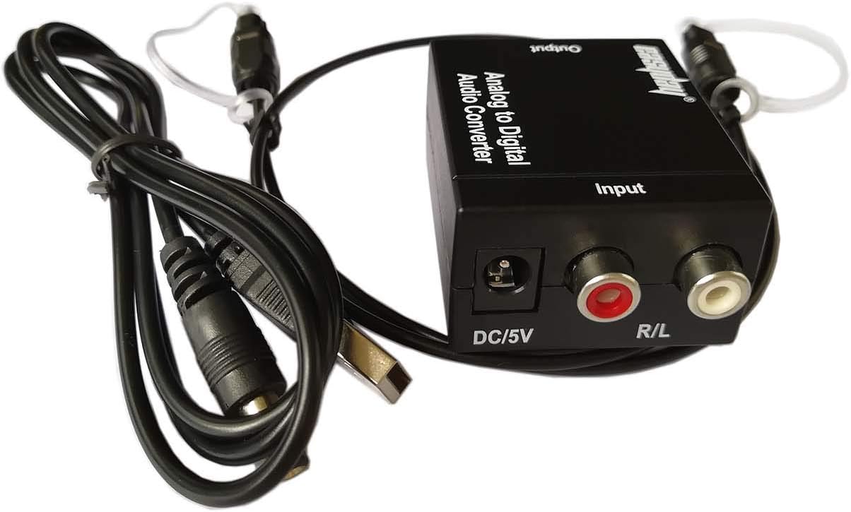 Easyday L/R RCA Analog to SPDIF Coaxial Optical Toslink Digital Audio Converter Adapter with Fiber Cable