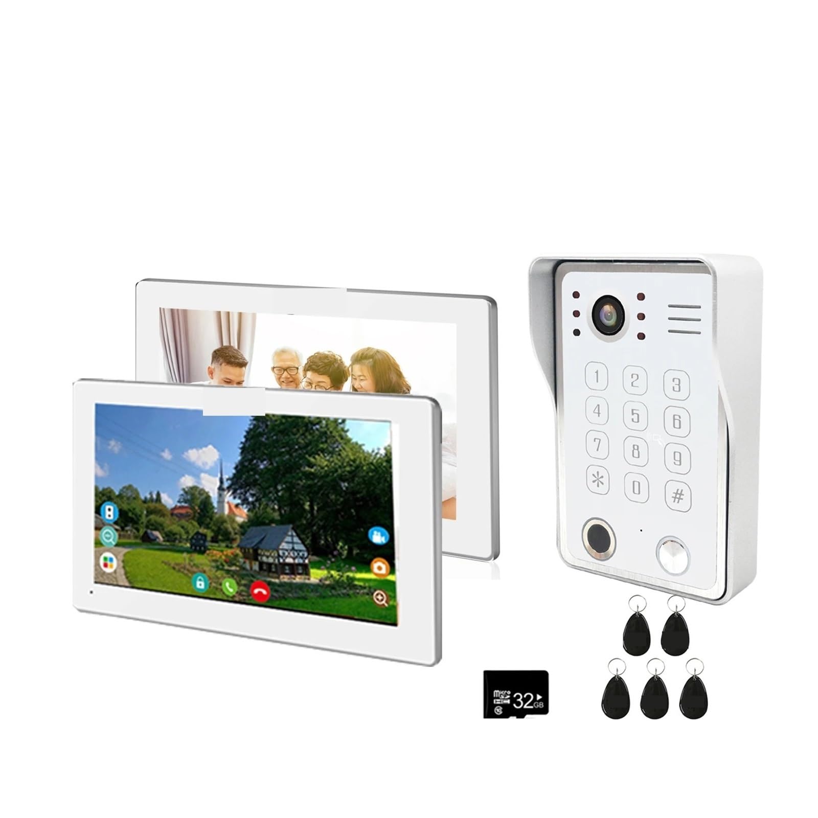 Domowy System Wideo Z Czytnikiem Linii Papilarnych 5 W 1, Odblokowaniem Wideodomofonu, Inteligentnym Monitorem Wi-Fi 1080P, Kamerą Dotykową I Dzwonkiem Instalacja W Mgnieniu Oka(218WS 7INCH2)