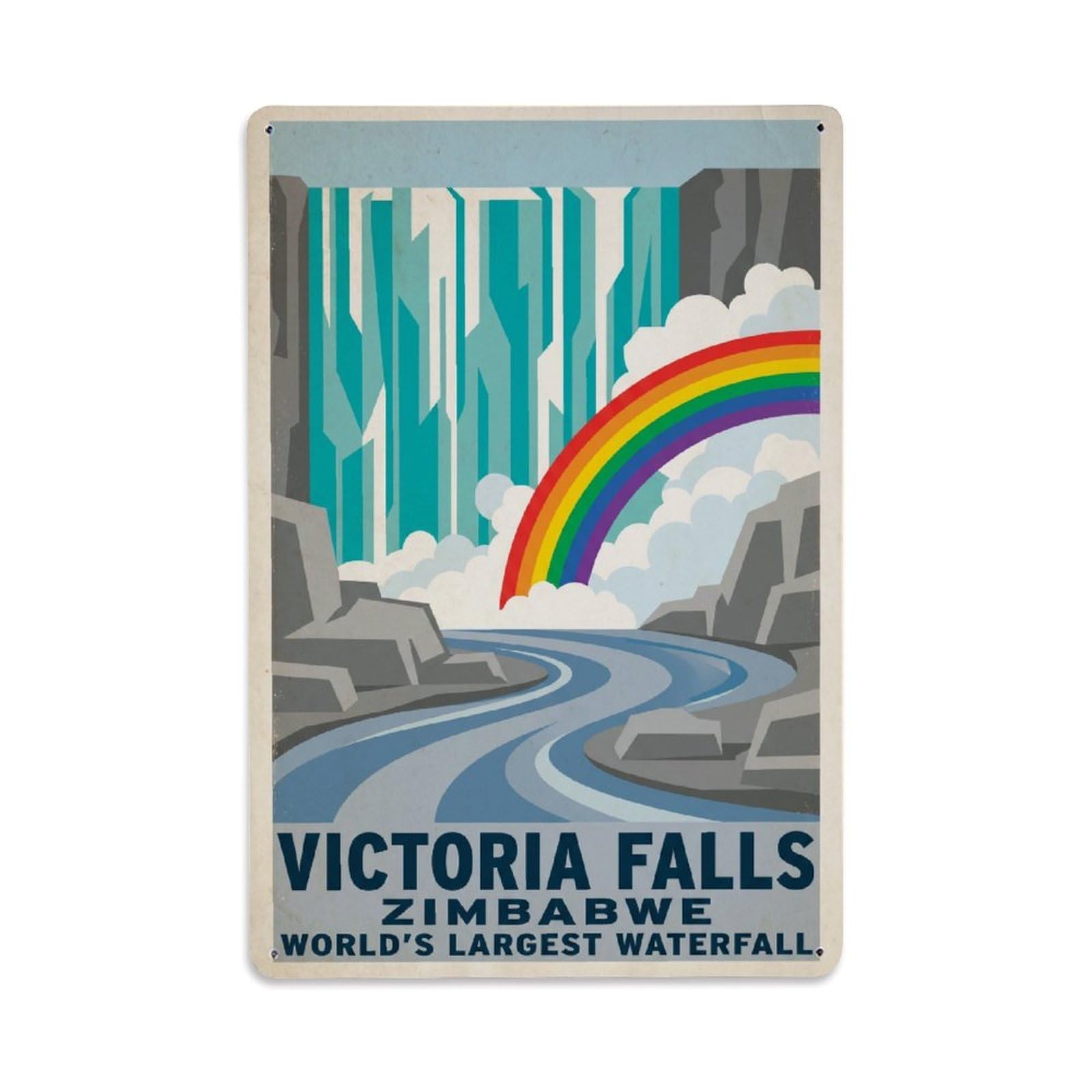 Metal Tin Sign Travel Retro Zimbabwe Victoria Falls