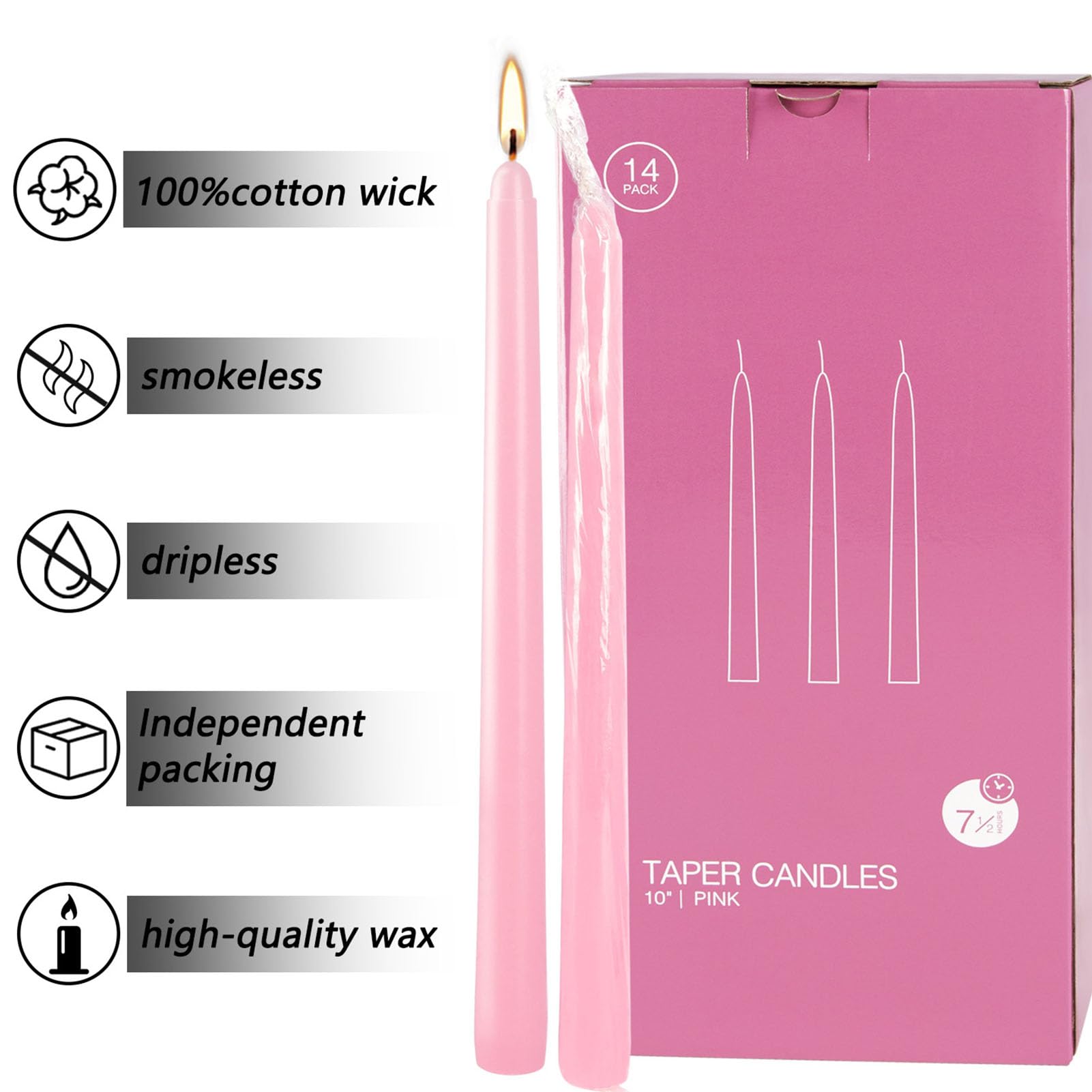 Fabater Set di 14 Candele Natalizie Dell'Avvento, Candele Coniche, 25,4 Cm, Rosa, Natalizie, Candelieri, per Matrimoni, Avvento, Casa, Chiesa, Decorazioni, Feste