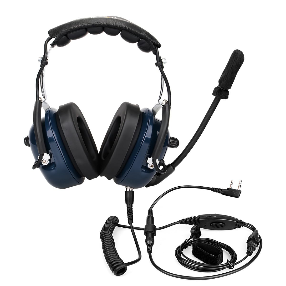 Casque d'aviation à double prise en acier inoxydable et mousse coupe-vent Réduction du bruit 24 dB Casque d'aviation Réglable pour communication