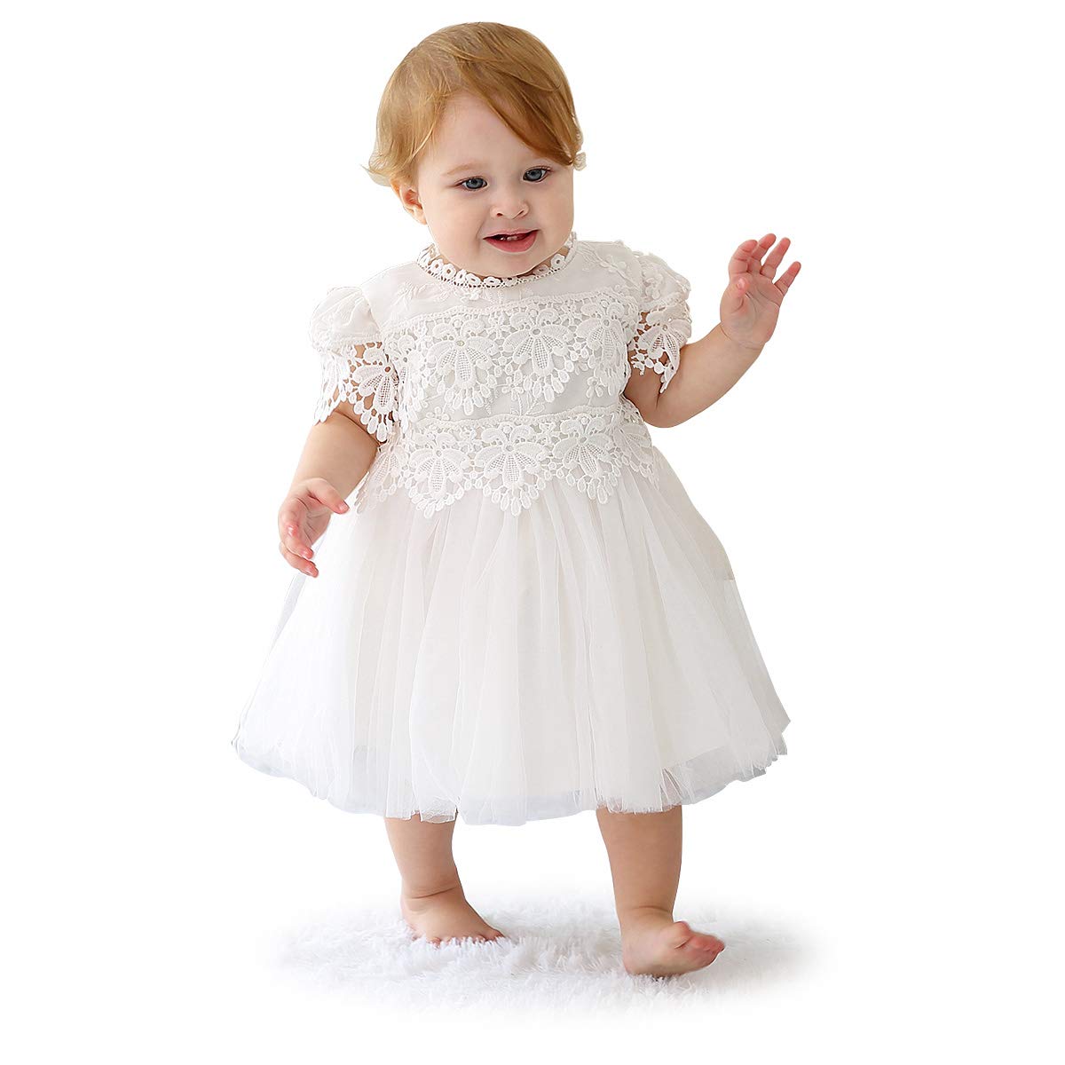 Buy Slowera Baby Girls White Lace Dress Christening Baptism Gowns