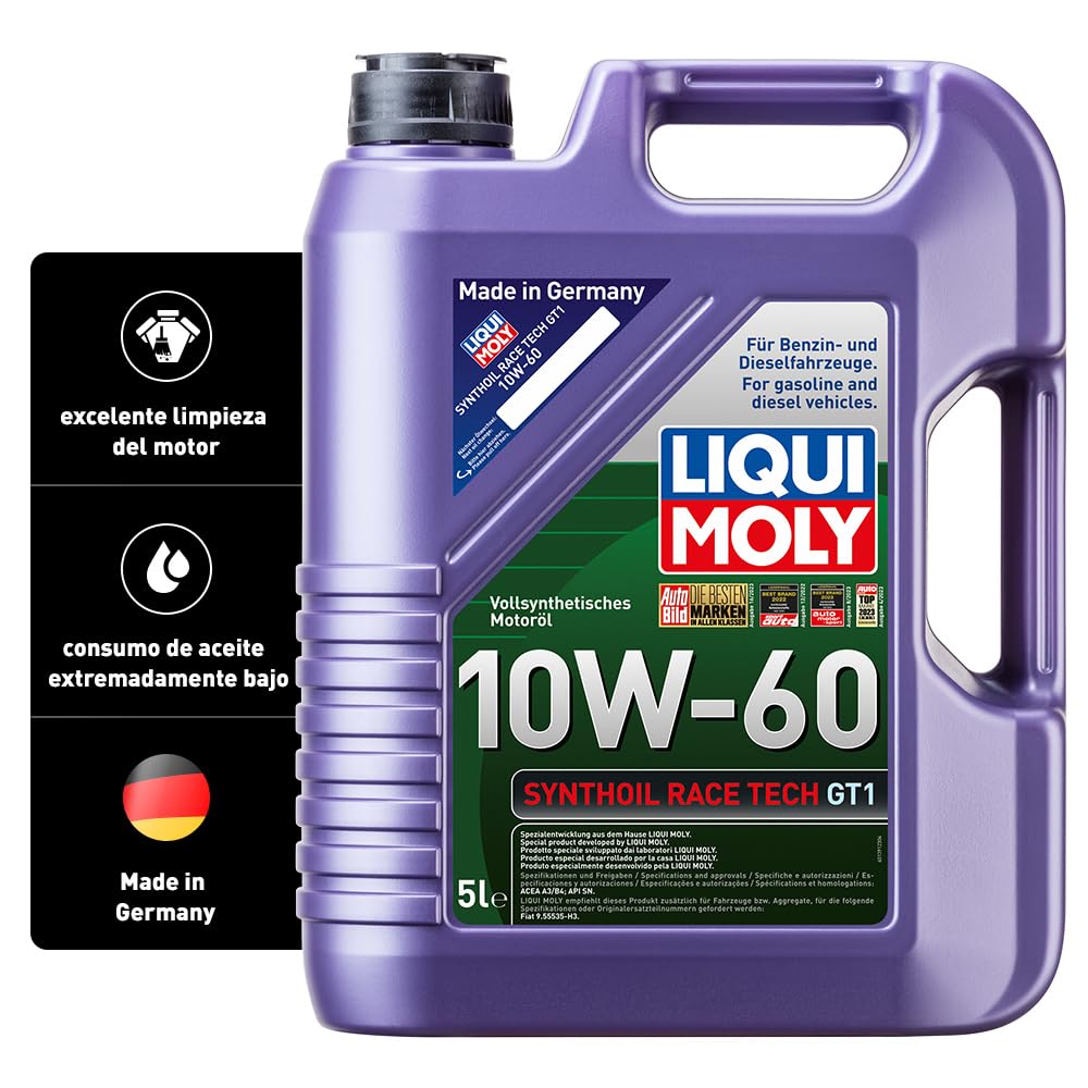 Liqui Moly Synthoil Race Tech GT1 10W-60, 5 L, Aceite de Motor Completamente sintético, SKU 8909