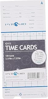 Pyramid42415 Genuine Time Cards for 2600 & 2650 Auto Aligning Time Clocks, 100/Pk