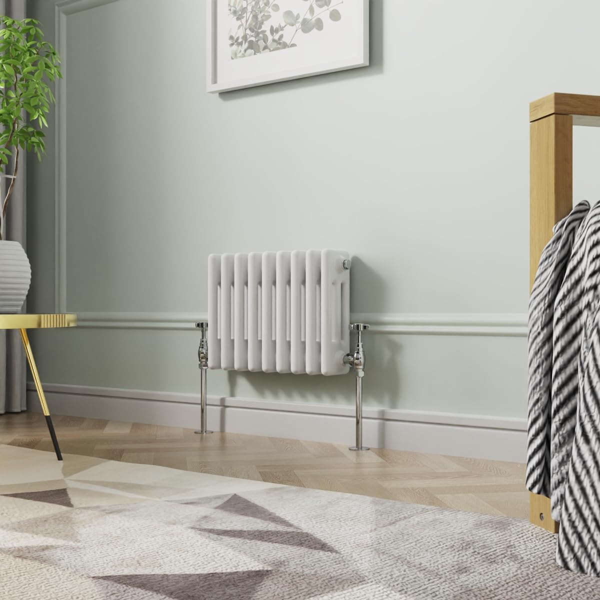 Nrg White 300 X 425 Mm Gloss Horizontal Cast Iron Radiator Triple Panel