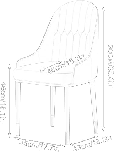 Miniatura 3 de Silla de comedor de piel sintética para cocina, sillas de sala de estar, asientos ergonómicos, patas de metal de acero al carbono, sillas para el