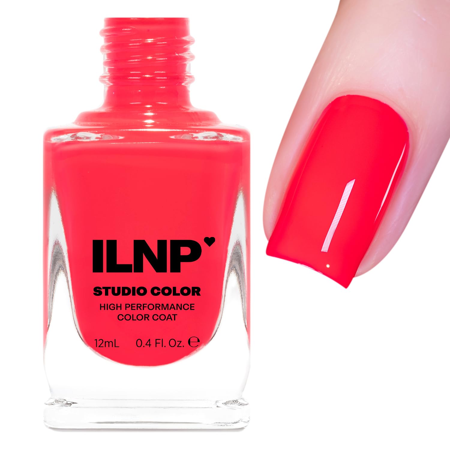 ILNP Vaporwave - Vibrant Coral Red Neon Cream Nail Polish, Studio Color High Performance Color Coat