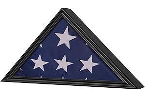 Military Flag Burial Case Wood Frame with Glass, Wall Mountable