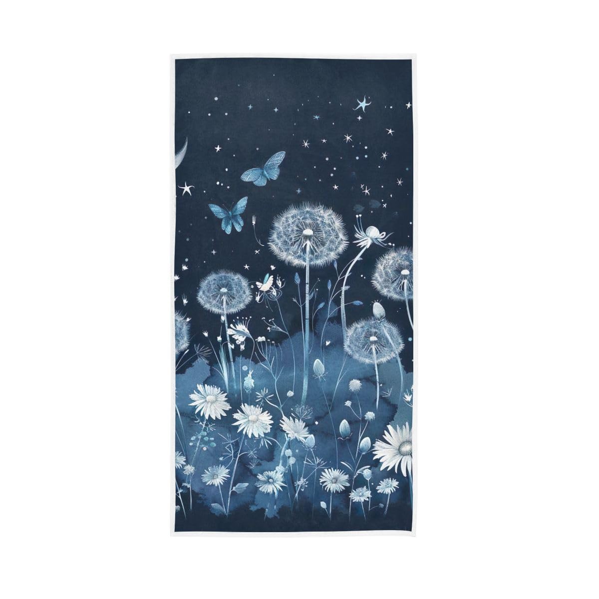 LSRCPD Dandelions and Moths Blue Hand Towels Bathroom, Hand Towels for Bathroom, Shower, Hotel, Spa 15 x 30 Inches