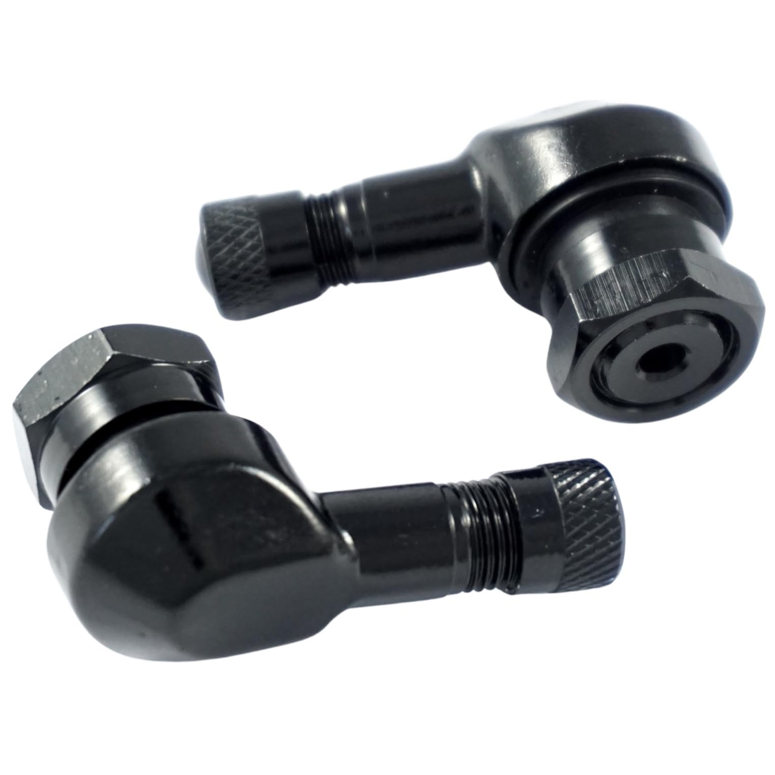 2 válvulas de ángulo de aluminio negras de 11,3 mm